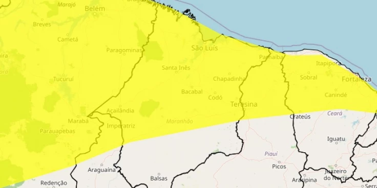 Maranhão tem alerta amarelo de chuvas em 187 cidades nesta quinta-feira (30)